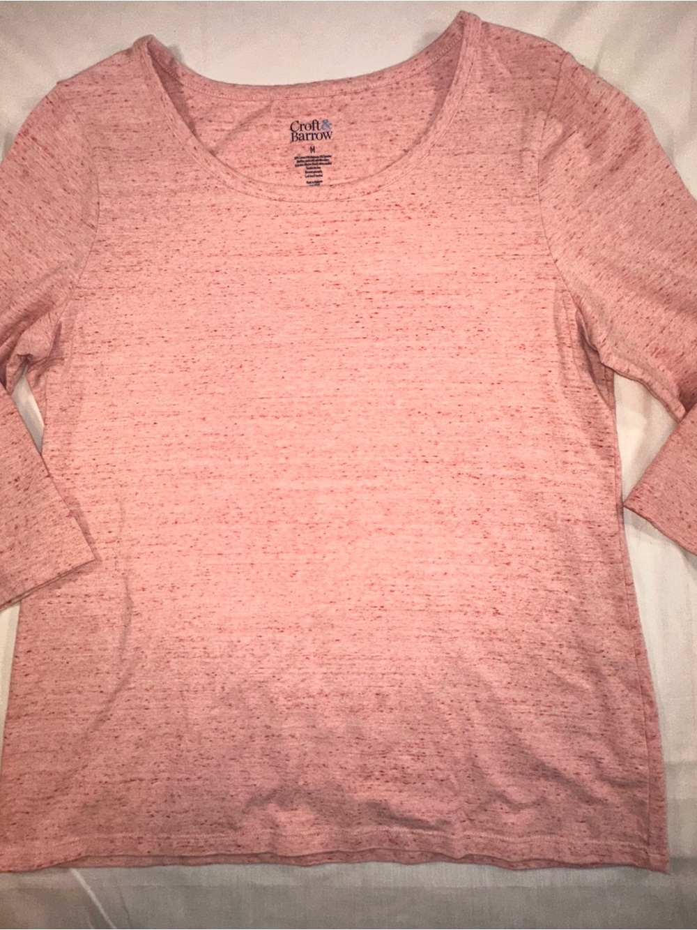 croft & barrow Heathered Pink Long-Sleeve Scoop Neck Top